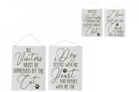 Decoratiuni de perete - Set 2 decoratiuni de perete Dog Cat, Metal/Fier, Alb, 26.5x0.5x35 cm