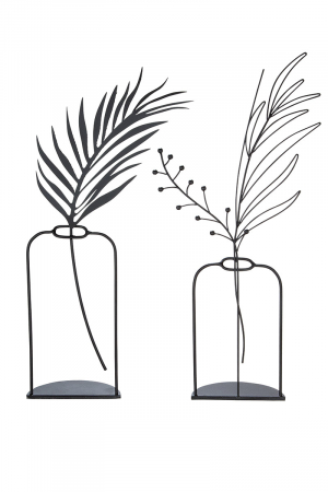 Decoratiuni de perete - Set 2 decoratiuni pentru masa, Metal, Negru, 19x40x5 cm