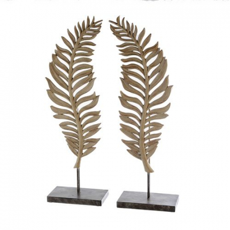 Accesorii - Set 2 decoratiuni Leaf, rasina, auriu/maro, 11x22x56 cm