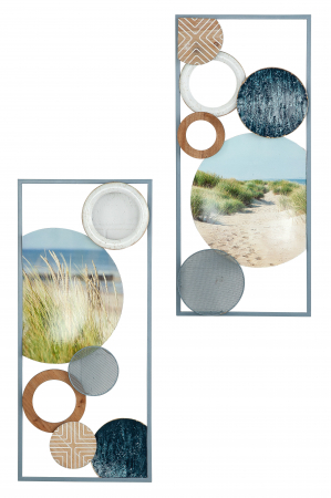 Decoratiuni de perete - Set 2 decoratiuni pentru perete Meerzeit, Metal, Multicolor, 5.5x40x90 cm
