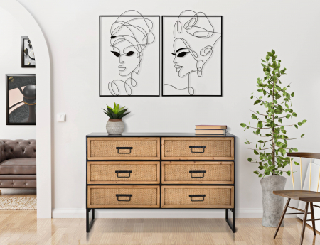 Decoratiuni de perete - Set 2 decoratiuni pentru perete Woman Simply, Fier, Negru, 100x70x1 cm