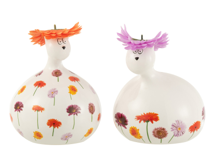 Primavara - Set 2 figurine asortate, Ceramica, Multicolor, 16x15.5x21 cm