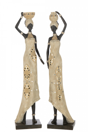 Tribal - Set 2 figurine, Material sintetic, Multicolor, 18x12x67