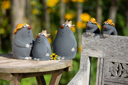 Animale - Set 2 figurine Mole, ceramica, multicolor, 8x12.5x7.5 cm