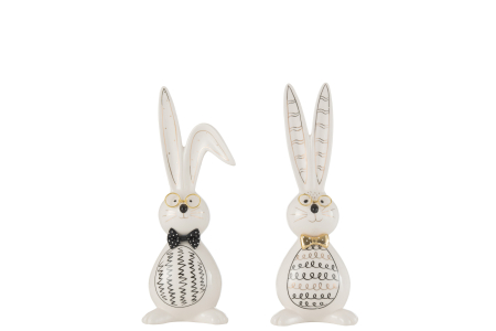 Primavara - Set 2 figurine Rabbit Robert, Ceramica, Multicolor, 10x8.3x27.8 cm