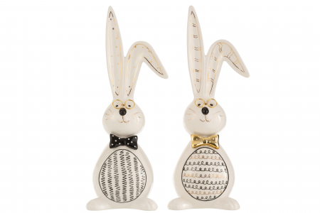 Primavara - Set 2 figurine Rabbit Robert, Ceramica, Multicolor, 14.5x10.8x36 cm
