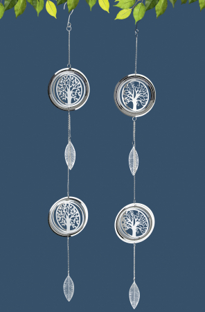 Clopotei de vant si ghirlande - Set 2 ghirlande Albero, otel, argintiu, 90x13 cm