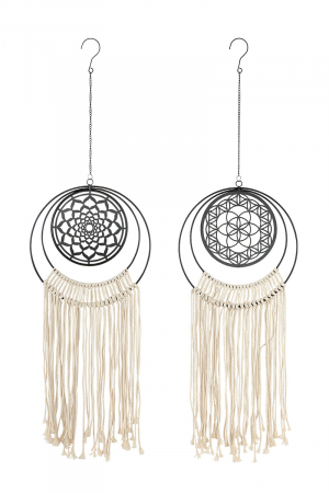 Clopotei de vant si ghirlande - Set 2 ghirlande Ornament, Otel, Auriu/Negru, 28x105x1 cm