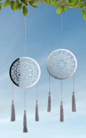 Clopotei de vant si ghirlande - Set 2 ghirlande Spirit, Otel, Argintiu, 18x70x0.5 cm