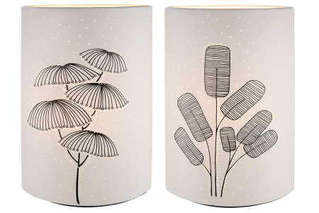 Veioze - Set 2 lampi Ellipse Dagoba, Portelan, Alb/Negru, 18x28x10 cm