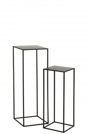 Mese consola - Set 2 masute consola Square, Metal, Negru, 30x30x85.2 cm