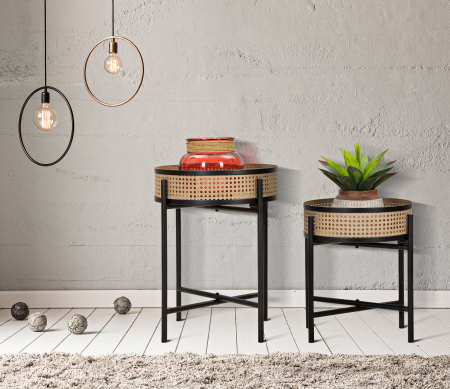 Masute - Set 2 masute Fuji, Fier, Multicolor, 50/40x40/35x40/35 cm