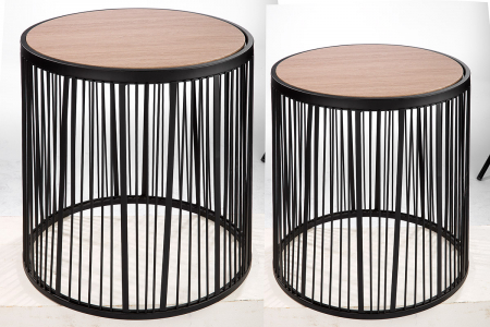 Masute - Set 2 masute, MDF/metal, maro/negru, 50x45 cm