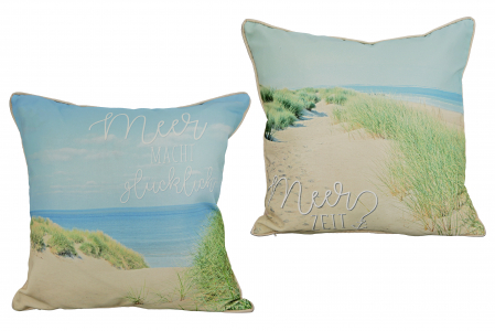 Perne si fete de perne - Set 2 pernite Sea Time, Panza, Multicolor, 45x45x0.5 cm