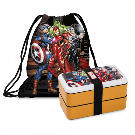 Accesorii - Set 2 piese, Geanta, Lunchbox, Marvel - Avengers, Sintetic, multicolor, PU 1, L. 10 cm, L. 18 cm, H. 10 cm