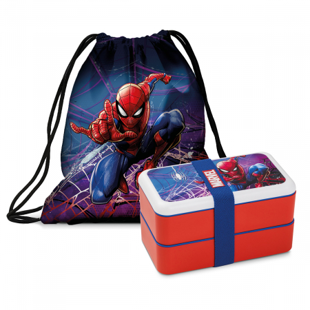 Accesorii - Set 2 piese, Geanta, Lunchbox, Marvel - Spider Man, Sintetic, multicolor, PU 1, L. 10 cm, L. 18 cm, H. 10 cm