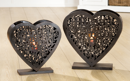 Ghivece si suporturi de flori - Set 2 suporturi lumanare AMORE, metal, 37/43 cm