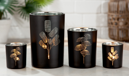 Suporturi lumanari - Set 2 suporturi lumanari Dagoba, Sticla, Multicolor, 7x8 cm