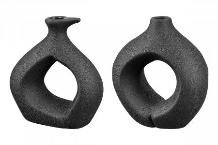 Vaze si boluri - Set 2 vaze Noire, Ceramica, Negru, 6x12x13 cm