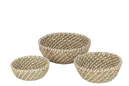 Cutii depozitare - Set 3 Coșuri, Straw Natur