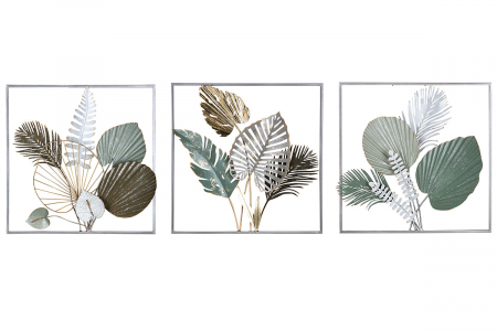 Decoratiuni de perete - Set 3 decoratiuni pentru perete Calais, Metal, Multicolor, 5x50x50 cm