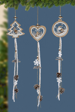 IN STOC - Set 3 decoratiuni X mas TREE, lemn, 12x4.5x70 cm