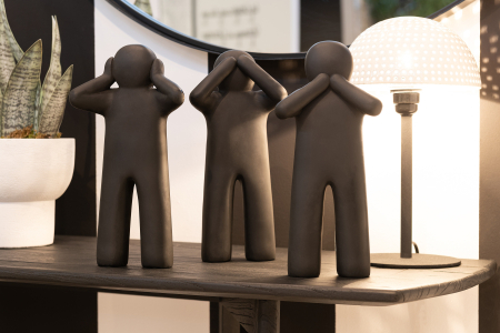 Modern - Set 3 figurine asortate, Compozit, Negru, 13x7x30 cm