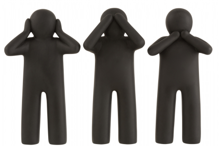 Modern - Set 3 figurine asortate, Compozit, Negru, 19x10x41 cm