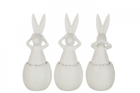 Primavara - Set 3 figurine Rabbit See/Hear/Speak, Ceramica, Alb, 12x12x31.2 cm