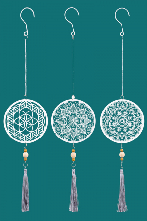 Clopotei de vant si ghirlande - Set 3 ghirlande Kaleidoscope, Metal, Alb, 2x13x58 cm