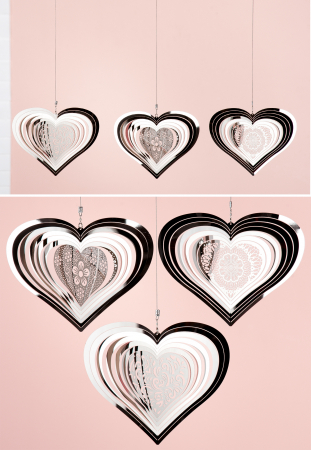 Clopotei de vant si ghirlande - Set 3 ghirlande Mandala, otel, argintiu, 23x70 cm