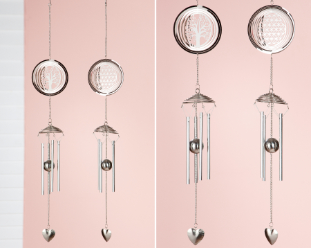 Clopotei de vant si ghirlande - Set 3 ghirlande Riposo, otel, argintiu, 13x95x10 cm