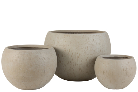 Ghivece si suporturi de flori - Set 3 ghivece, Ceramica, Bej, 55.5x55.5x39 cm