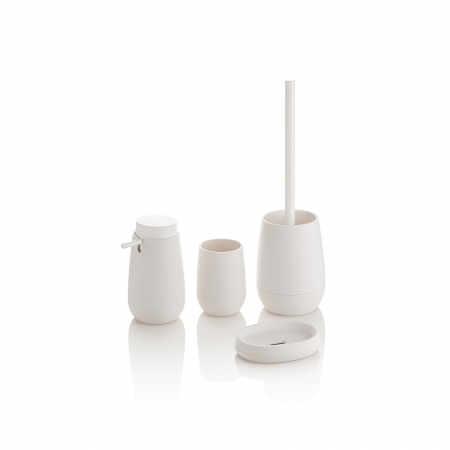 Accesorii baie - Set 4 accesorii baie VOGUE, Abs/Cauciuc/Metal, Alb, 11.1x11.1x37 cm
