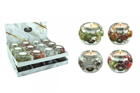 Suporturi lumanari - Set 4 lumanari asortate DREAM-mercur, sticla, 7x5 cm (x4)