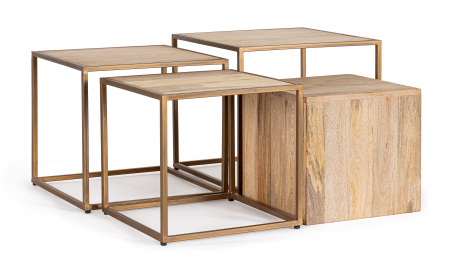 Masute - Set 4 masute Jaidev, Otel, Maro, 38x38x36 cm