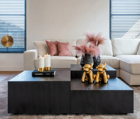 Masute - Set 4 masute Tetrad, negru, lemn furniruit, 130 x 40 cm