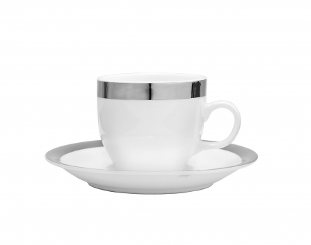 Ceainice si seturi ceai - Set ceasca si farfurie pentru cafea PLATINUM, portelan,5.5x6.5 cm