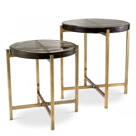 Masute - Set de 2 măsuțe laterale Haymann, finisaj din alamă cu aspect vintage