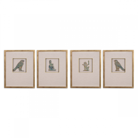Tablouri - Set de 4 incrustații de artă de perete Hermopolis, Dims: L. 53 | W. 43 | D. 4 | H. 53 | per frame (CM)