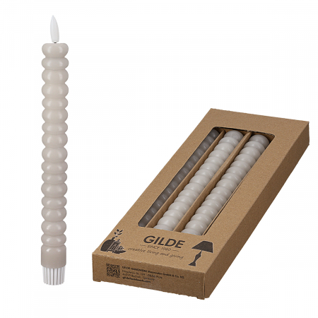 Lumanari - Set de 4, Lumânare tip băț (LED), Ceară, gri deschis, PU 2, H 25 cm, D 3 cm