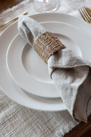 Inel Servete - Set de 6 inele de servet, iarba de mare, natur | L 5 x l 5 x H 5 cm