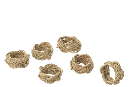 Inel Servete - Set de 6 inele de servetel impletite din iarba de mare, natur | L 5X l 5X H 3 cm