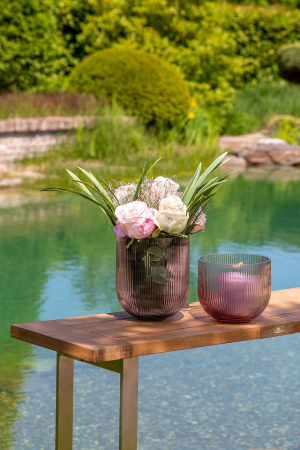 Suporturi lumanari - SOLARI, Vază, Suport lumânare, Sticlă, roz trandafir, h.19 cm, d.16 cm