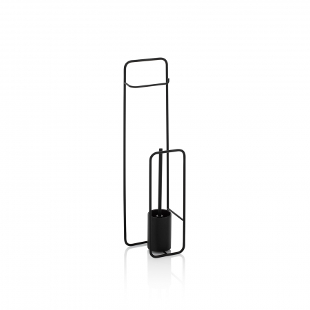 Accesorii baie - Stand pentru toaleta GUMI, Metal, Negru, 17.5x15x73 cm