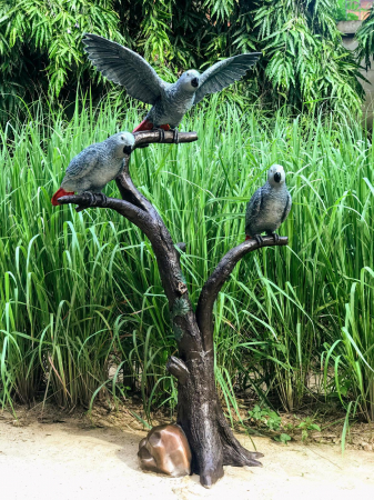 Statui - Statuie 3 papagali vrezi in copac, Beonz,  145 X 60 X 86 cm