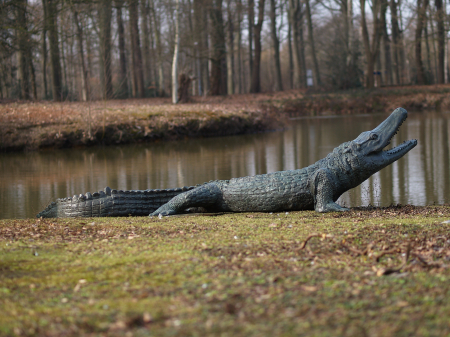 Statui - Statuie aligator, Bronz, 75 X 117 X 300 cm