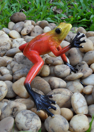 Figurine bronz - Statuie broasca de padure rosie, Bronz, 9 x 21 x 12 cm