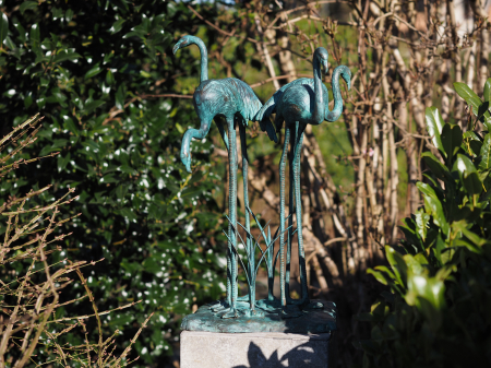 Figurine bronz - Statuie bronz, 4 Flamingos