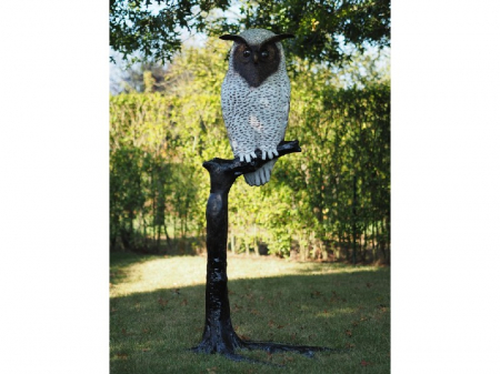 Statui - Statuie bufnita alba care sta in copac, Bronz, 176 X 84 X 107 cm